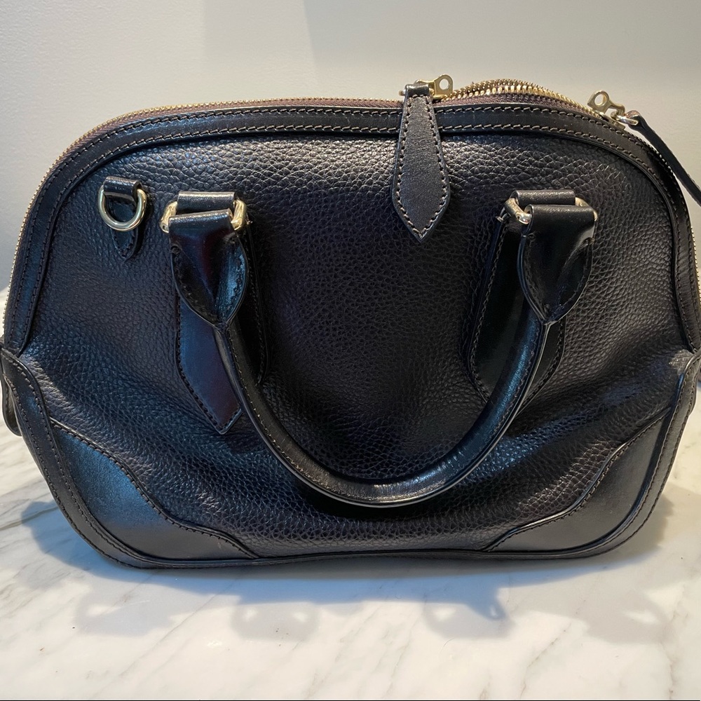 Burberry dark brown satchel, gold hardware